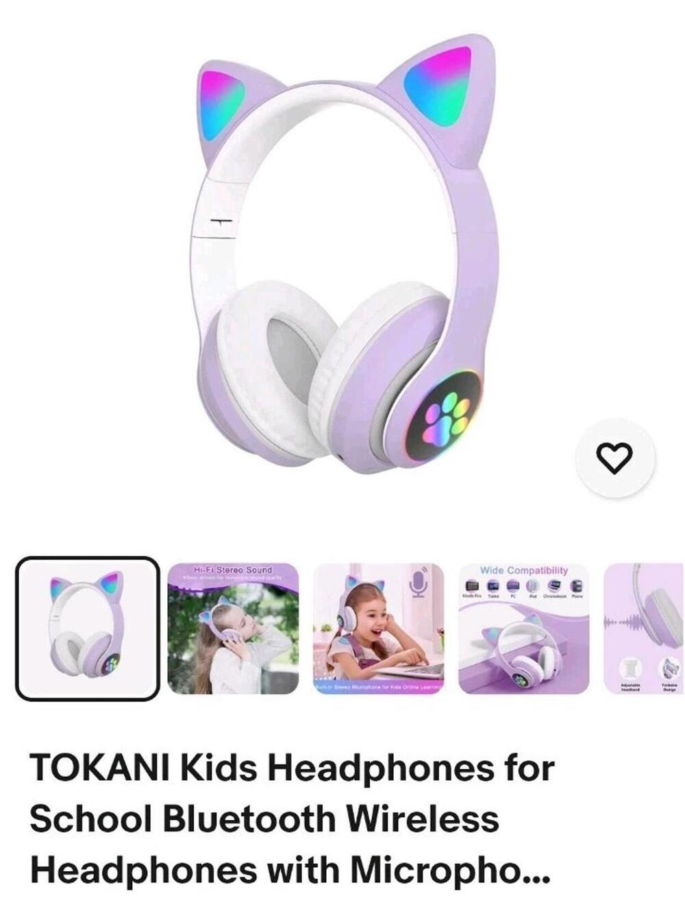 TOKANI Kids Headphones for School Bluetooth Wireless Headphones with Micropho...